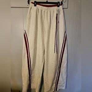 Aelfric Eden Red Striped Heathered White Wide Legged Sweatpants